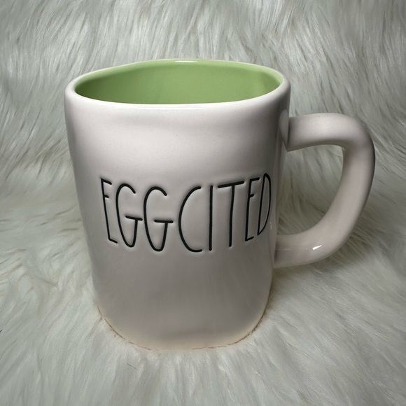 Rae Dunn Eggcited White and Green Mug - Picture 1 of 4